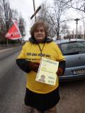 Lufthansa-Beschäftigte Jolanda Antonelli in Micheli am Rande der Proteste