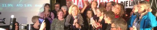 PolitikerInnen der Hamburger LINKEN am Wahltag 15. Februar