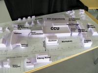 Ein Modell des City Center Ulzburg und seiner Umgebung